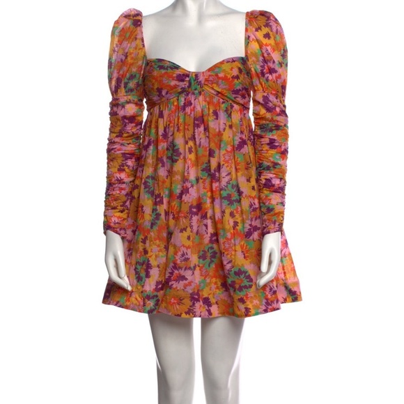 Zimmermann Violet Orange Yellow Ruched Ruffled Sundress Size XS Petite (0P) - Picture 8 of 11